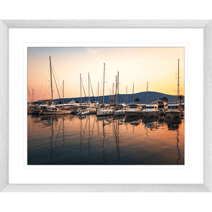 red sunset wall art - silver frame
