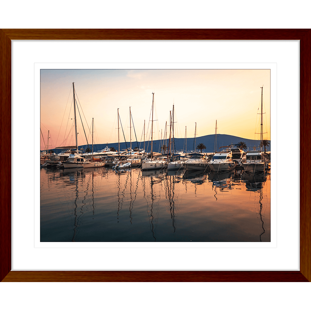 red sunset wall art - wood frame