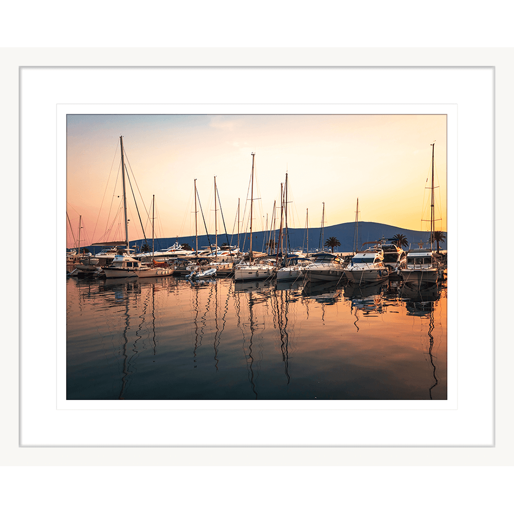 red sunset wall art - white frame