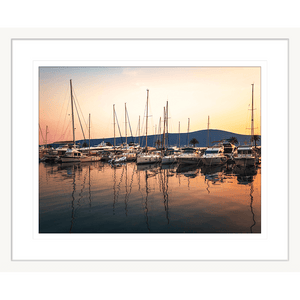 red sunset wall art - white frame