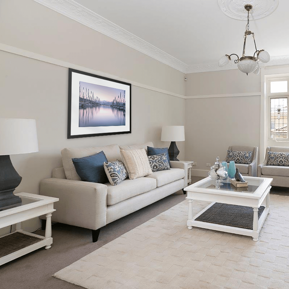 sunrise sunset wall art -03 - Mounted in lounge room