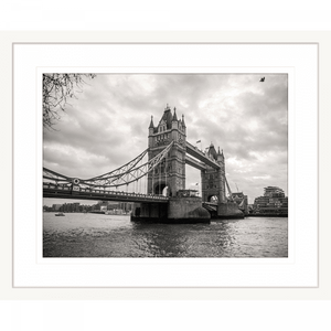 Black and White Wall Art of historic bridge over water- Clarity 02 - Standard Collection in white frame