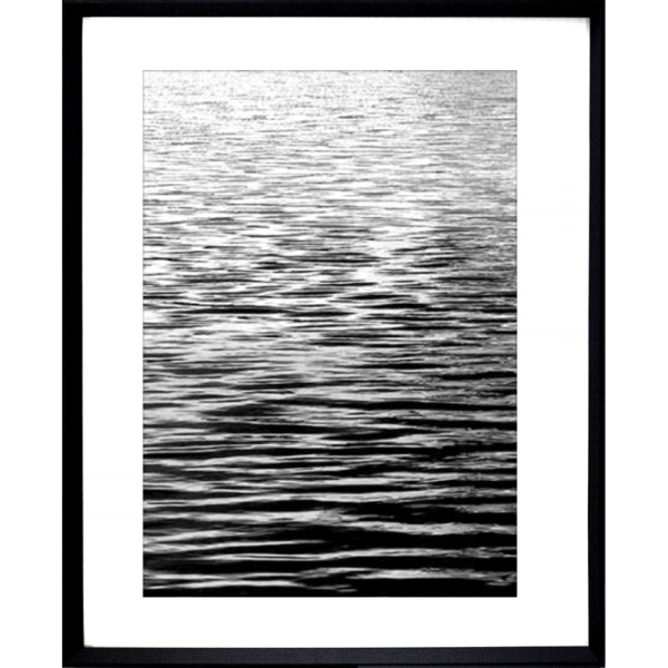 black and white wall art australia of the vast ocean glistening with sunshine - Hidden Cove 05 - Studio Collection from Mis Wall Art in black frame
