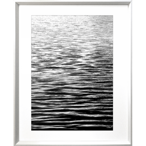 black and white wall art australia of the vast ocean glistening with sunshine - Hidden Cove 05 - Studio Collection from Mis Wall Art in white frame