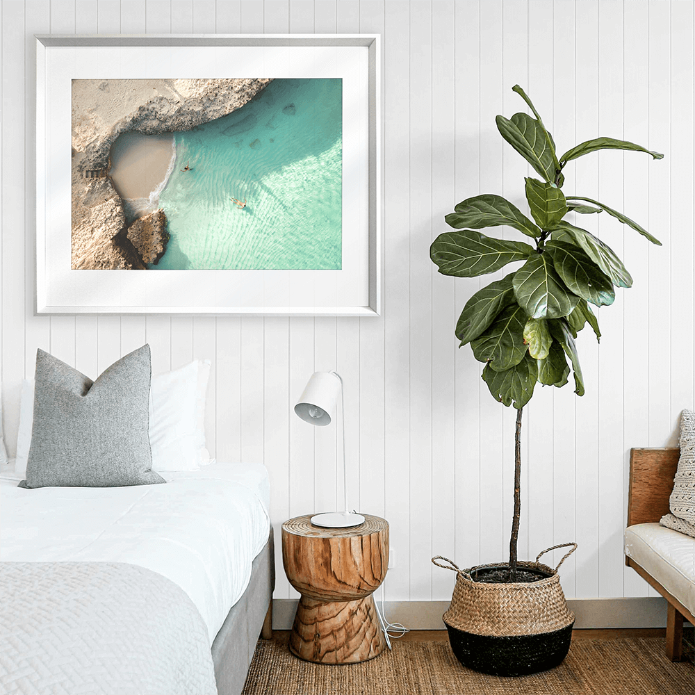 beach wall art poster, beach wall art, coastal wall art, clear water poster, beautiful beach canvas, white framed beach wall art photography
