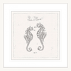 Black and White Wall Art Australia - Underwater Life 02- Platinum Collection of two hand drawn seahorses - in white frame