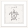 Marine Wall Art - Underwater Life 05 - Platinum Collection. Featuring a hand drawn  black and white image of a large green turtle - in white frame 