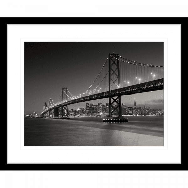 Black and White Wall Art  of bridge - Clarity 01 - Standard Collection in black frame