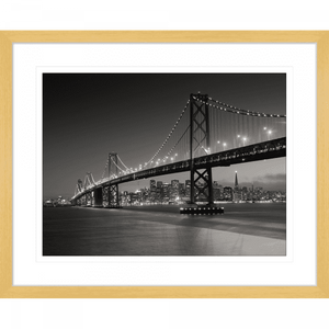 Black and White Wall Art  of bridge - Clarity 01 - Standard Collection in cashew frame