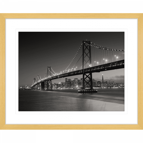 Black and White Wall Art  of bridge - Clarity 01 - Standard Collection in cashew frame