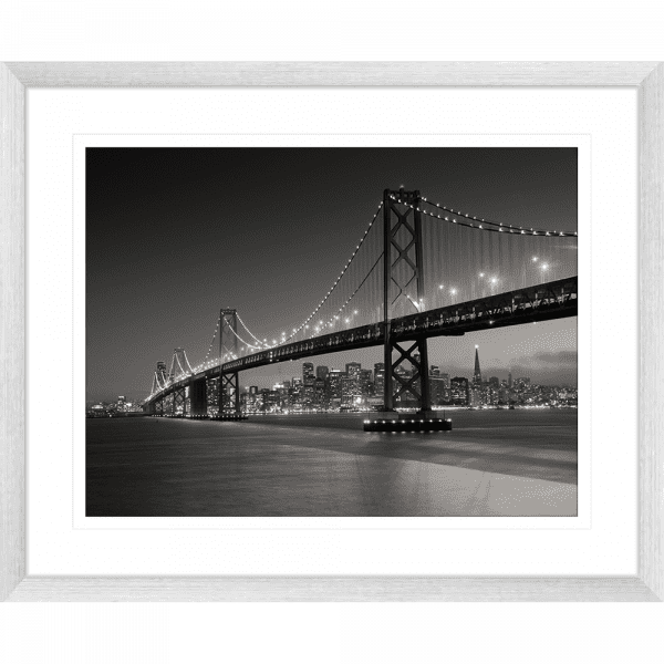 Black and White Wall Art  of bridge - Clarity 01 - Standard Collection in silver frame