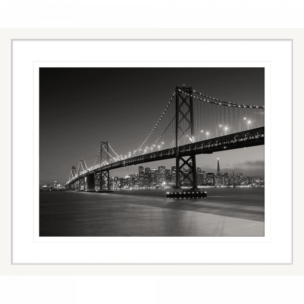 Black and White Wall Art  of bridge - Clarity 01 - Standard Collection in white frame