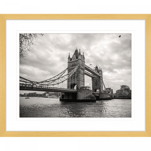 Black and White Wall Art of historic bridge over water- Clarity 02 - Standard Collection in cashew frame