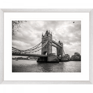 Black and White Wall Art of historic bridge over water- Clarity 02 - Standard Collection in silver frame