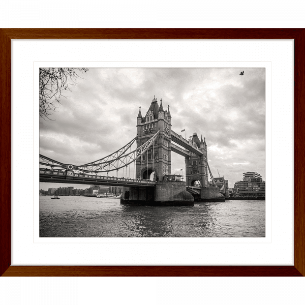 Black and White Wall Art of historic bridge over water- Clarity 02 - Standard Collection in wood frame