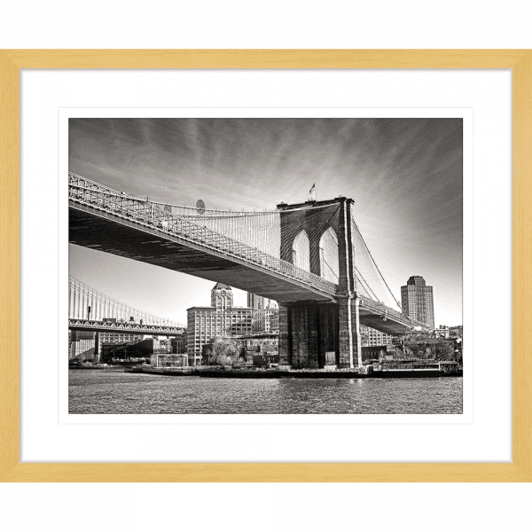 Black and White Wall Art of historic bridge - Clarity 02 - Standard Collection in cashew frame