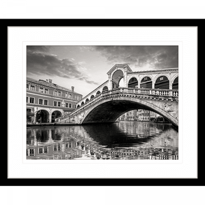 Black and White Wall Art - Clarity 05 - Standard Collection of European wall art of a brick cobbled bridge in black frame