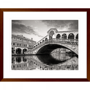 Black and White Wall Art - Clarity 05 - Standard Collection of European wall art of a brick cobbled bridge in wood frame