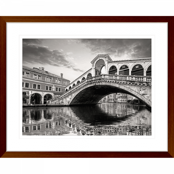 Black and White Wall Art - Clarity 05 - Standard Collection of European wall art of a brick cobbled bridge in wood frame