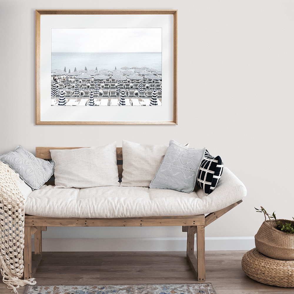 Beach Wall Art -by Nissa La Bella 03 - Studio Collection in white frame wall mounted in lounge