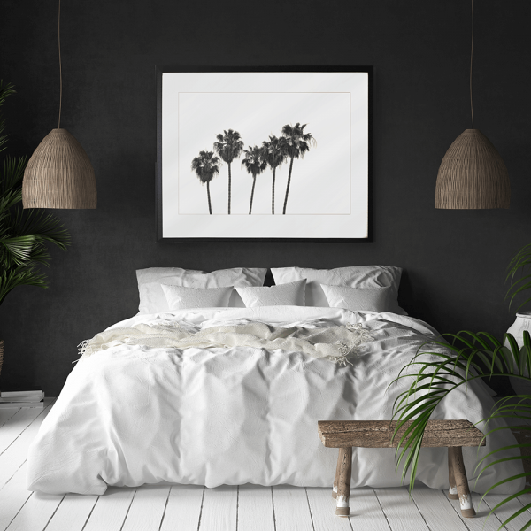 Black and White Photo of a range of palm trees - Hidden Cove 02 - Studio Collection from Mis Wall Art wall mounted