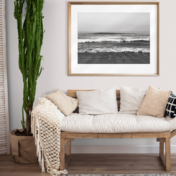 Black and White Photo of the beach - Hidden Cove 03 - Studio Collection from Mis Wall Art wall mounted