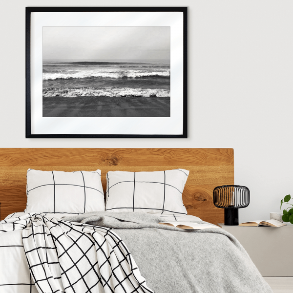 Black and White Photo of the beach - Hidden Cove 03 - Studio Collection from Mis Wall Art in white black wall mounted in bedroom