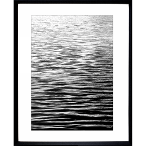 Black and White Photo of the vast ocean glistening with sunshine - Hidden Cove 05 - Studio Collection from Mis Wall Art in black frame