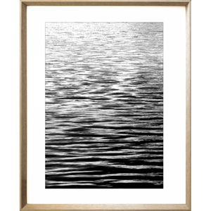 Black and White Photo of the vast ocean glistening with sunshine - Hidden Cove 05 - Studio Collection from Mis Wall Art in cashew frame