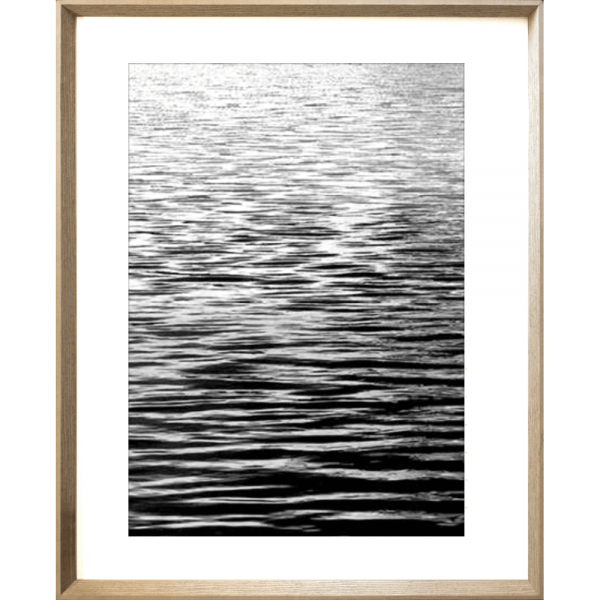 Black and White Photo of the vast ocean glistening with sunshine - Hidden Cove 05 - Studio Collection from Mis Wall Art in cashew frame