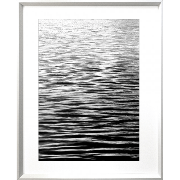 Black and White Photo of the vast ocean glistening with sunshine - Hidden Cove 05 - Studio Collection from Mis Wall Art in white frame