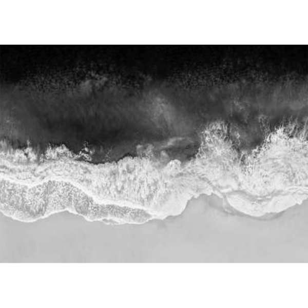 Black and White Photo of the vast ocean crashing into shore - Hidden Cove 06 - Studio Collection from Mis Wall Art on canvas