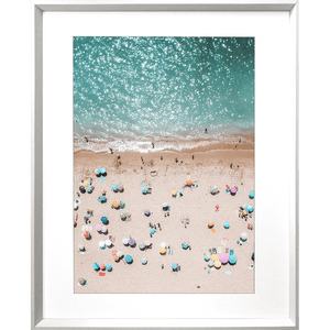 beach wall art, vacanza studio wall art, beach photography, holiday prints, umbrellas at the beach photo, coastal wall art, white framed beach wall art photo